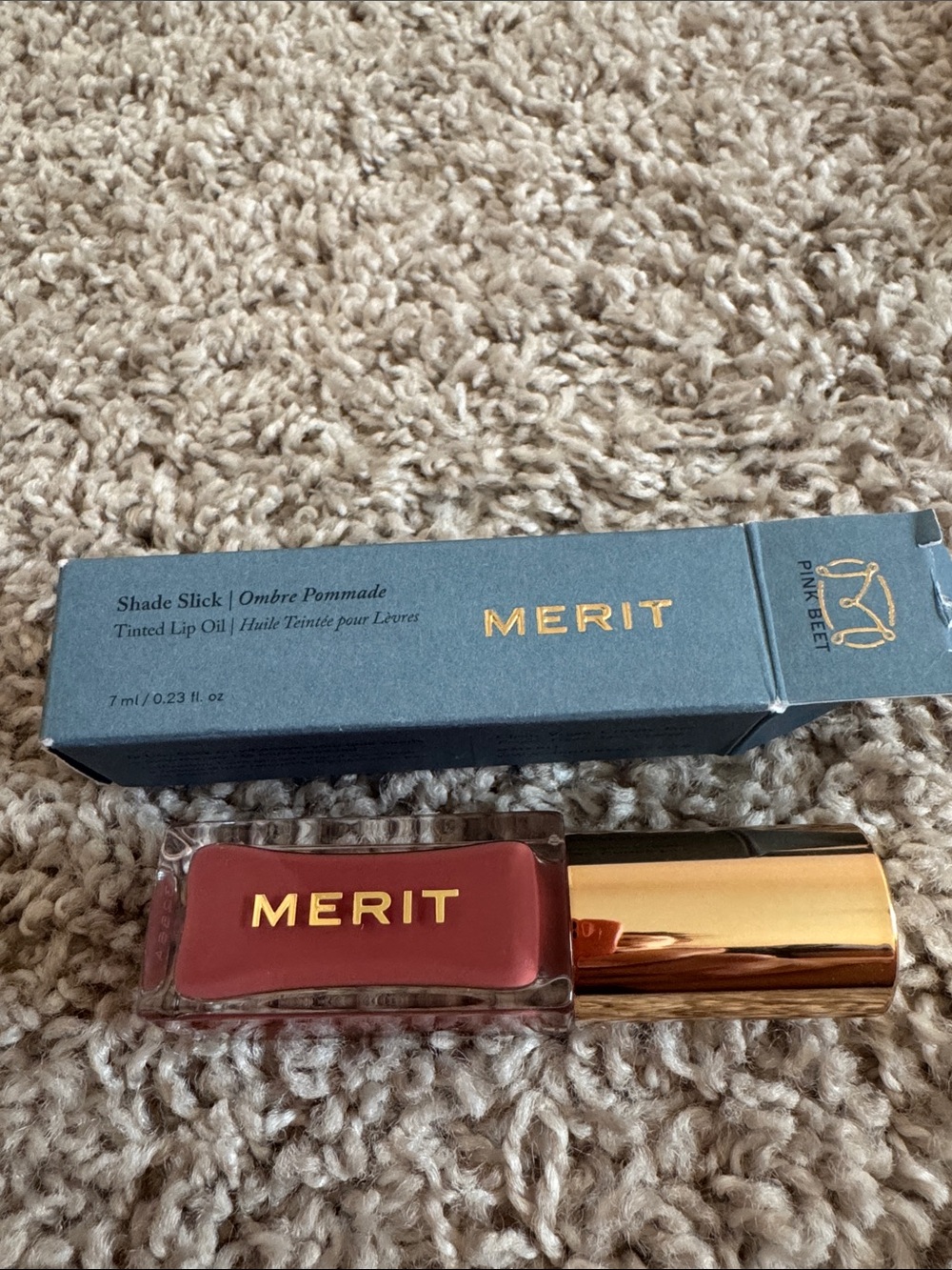 Merit Tinted Lip Oil in Pink Beet